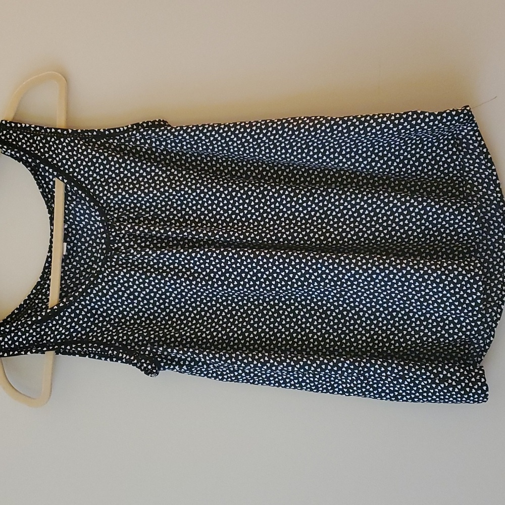 Loft black with white hearts blouse